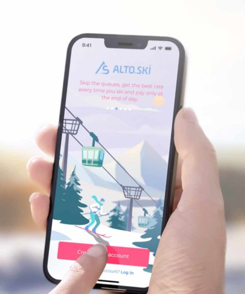 Person browsing Alto.Ski app on smartphone
